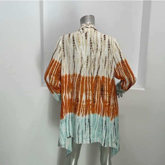 MONROE AND MAIN Open Front Duster Orange Blue Size M - Picture 2 of 4